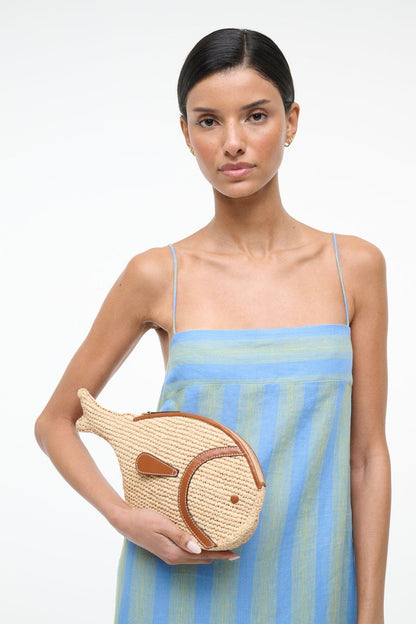 STAUD | Pesce Raffia Clutch Natural Tan