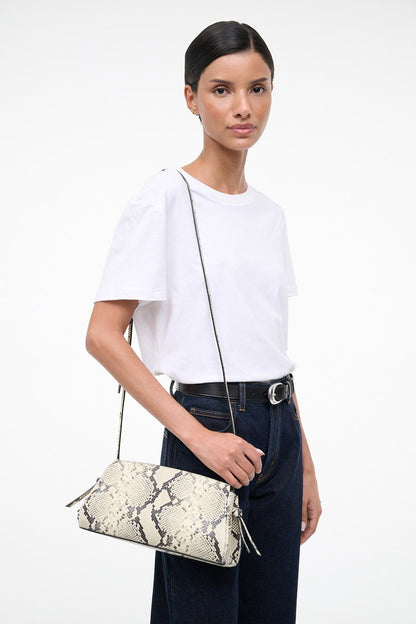 STAUD | Maude Convertible Clutch White Snake