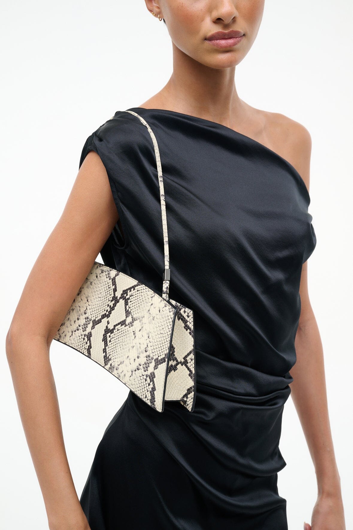 STAUD | Coco Shoulder Bag White Snake