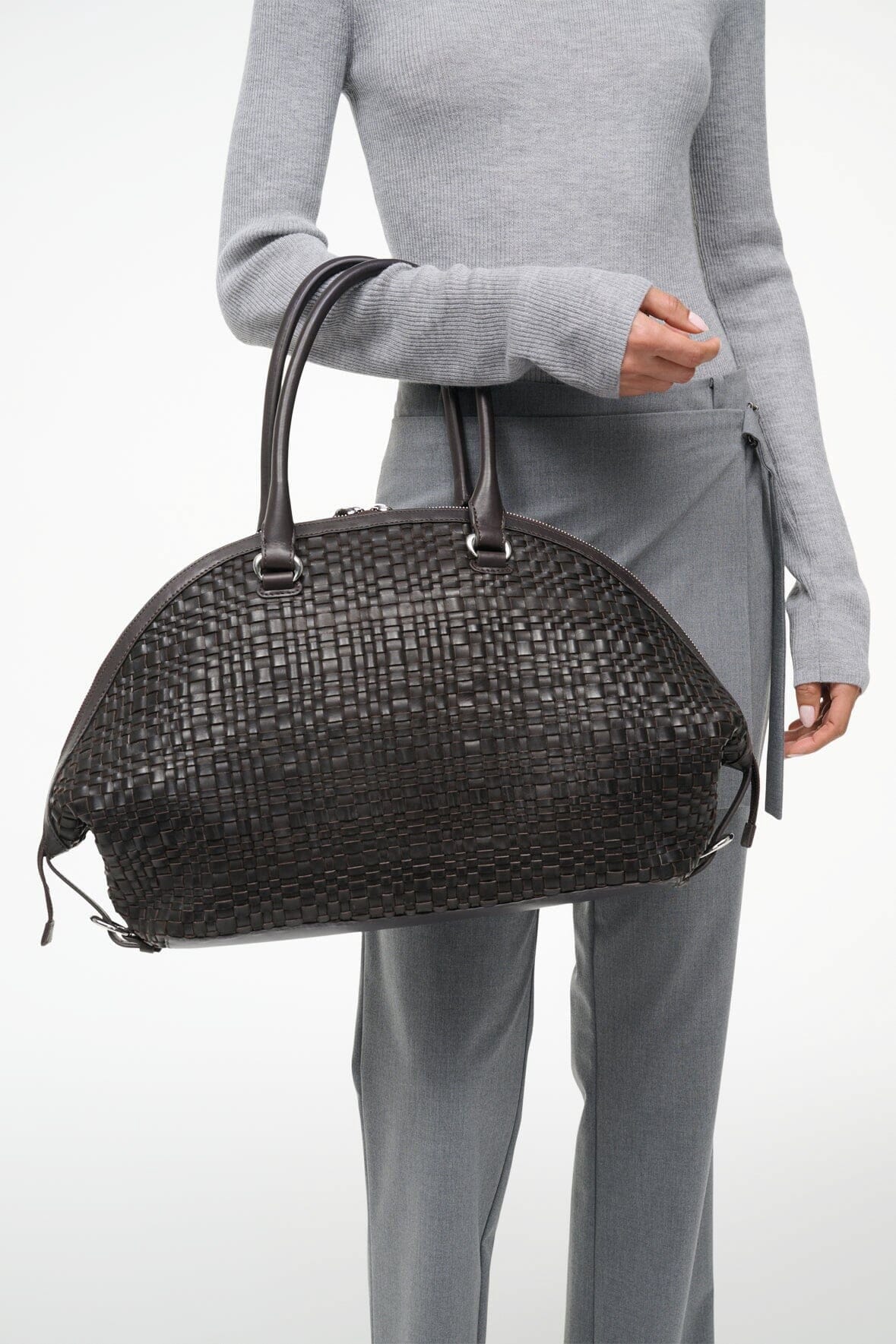 STAUD | Hester Satchel Espresso Woven