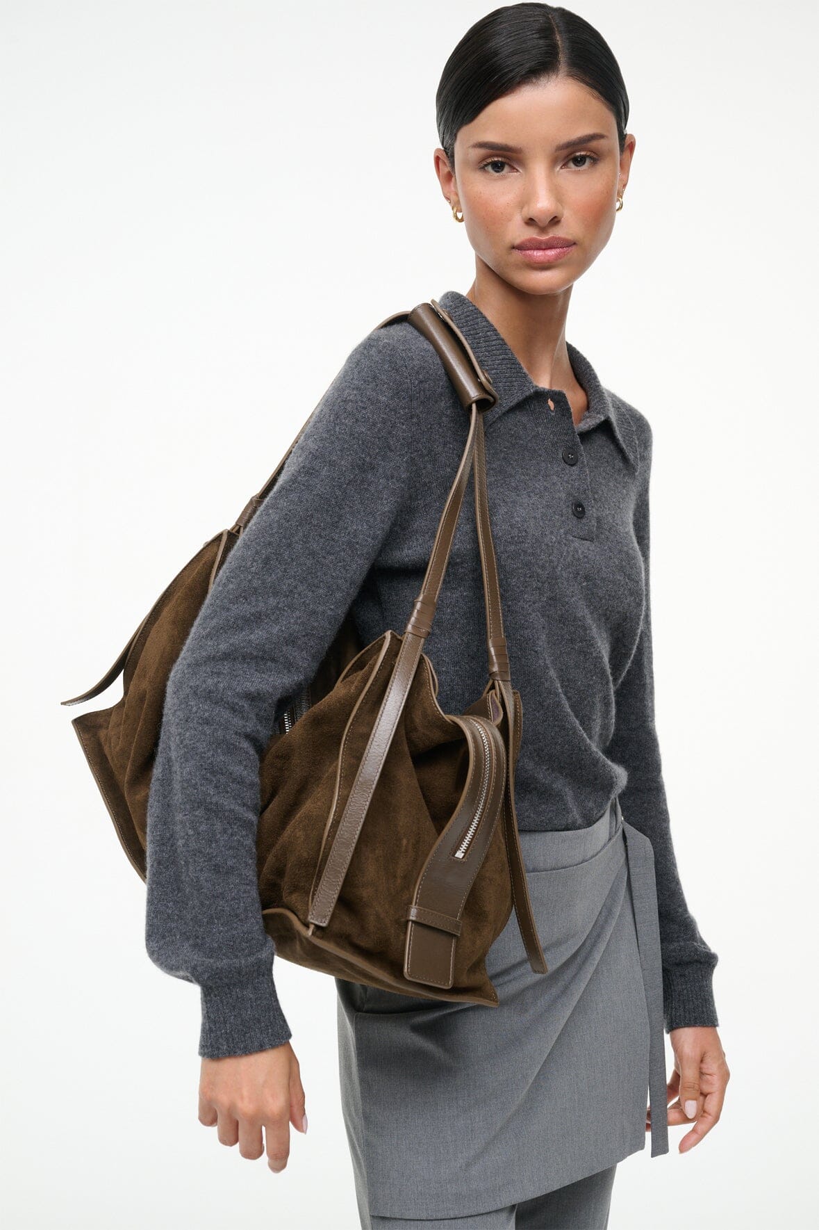 STAUD | Large Harold Bag Truffle Suede