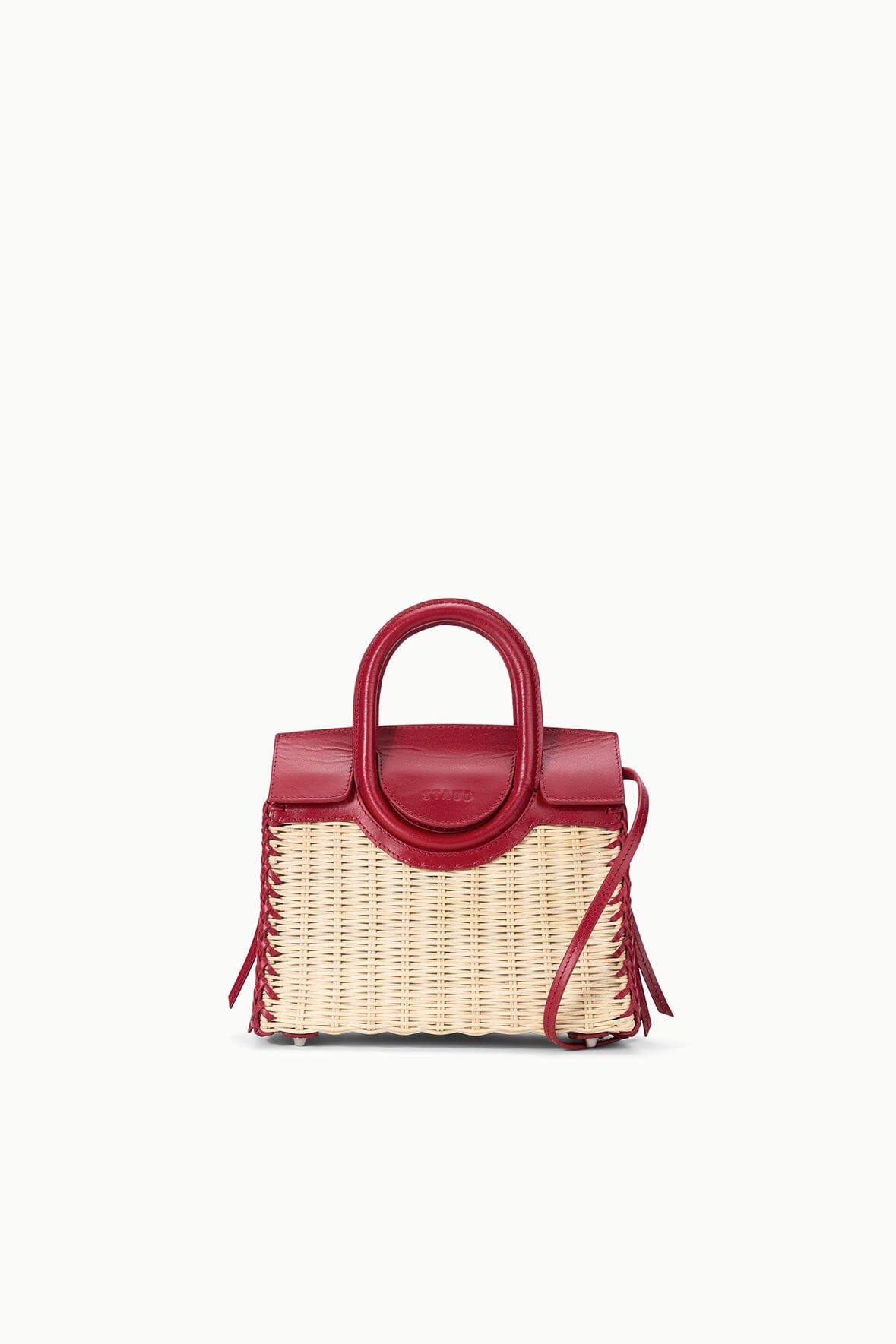 STAUD | Maude Mini Wicker Carryall Natural Rouge