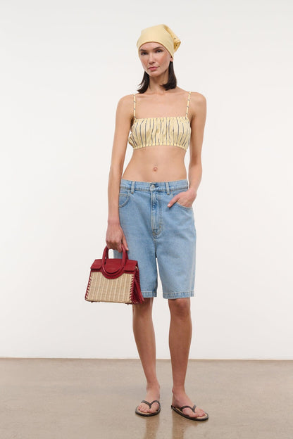 STAUD | Maude Mini Wicker Carryall Natural Rouge
