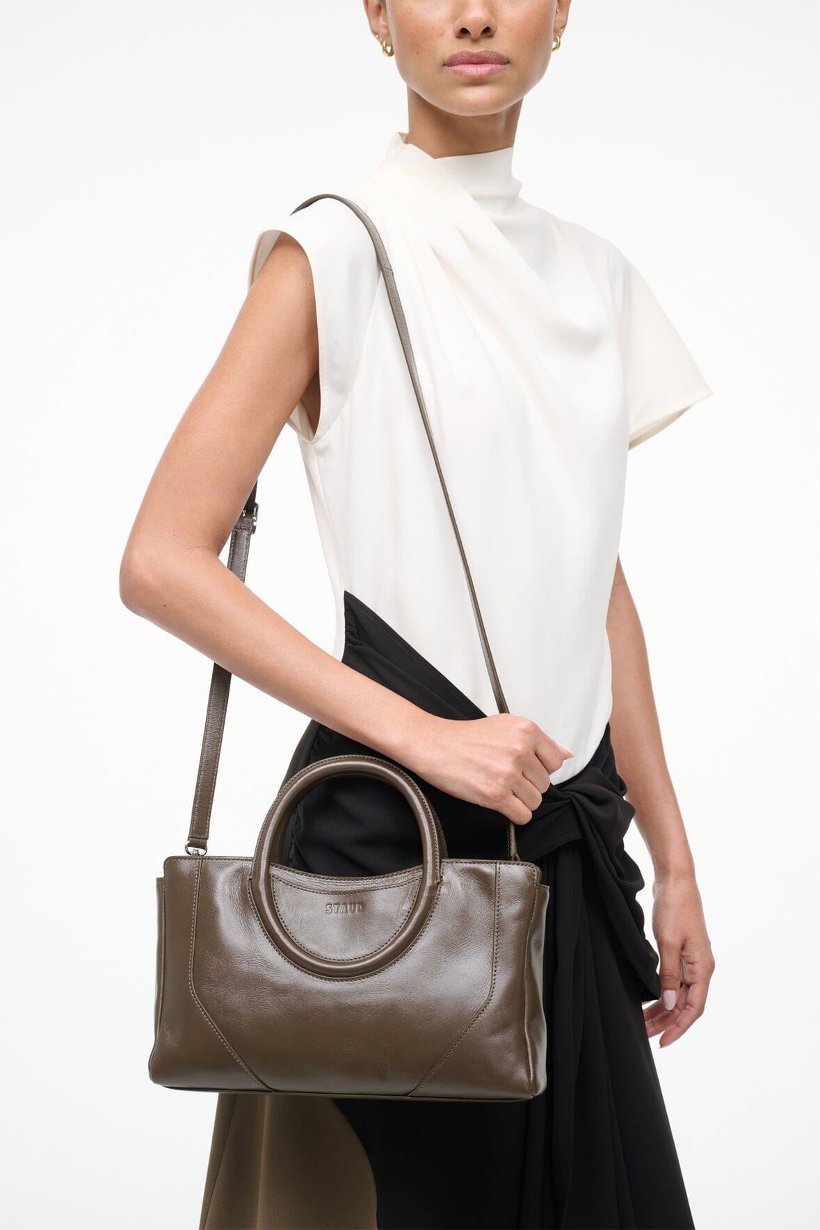 STAUD | Maude Mini Satchel Bag Truffle