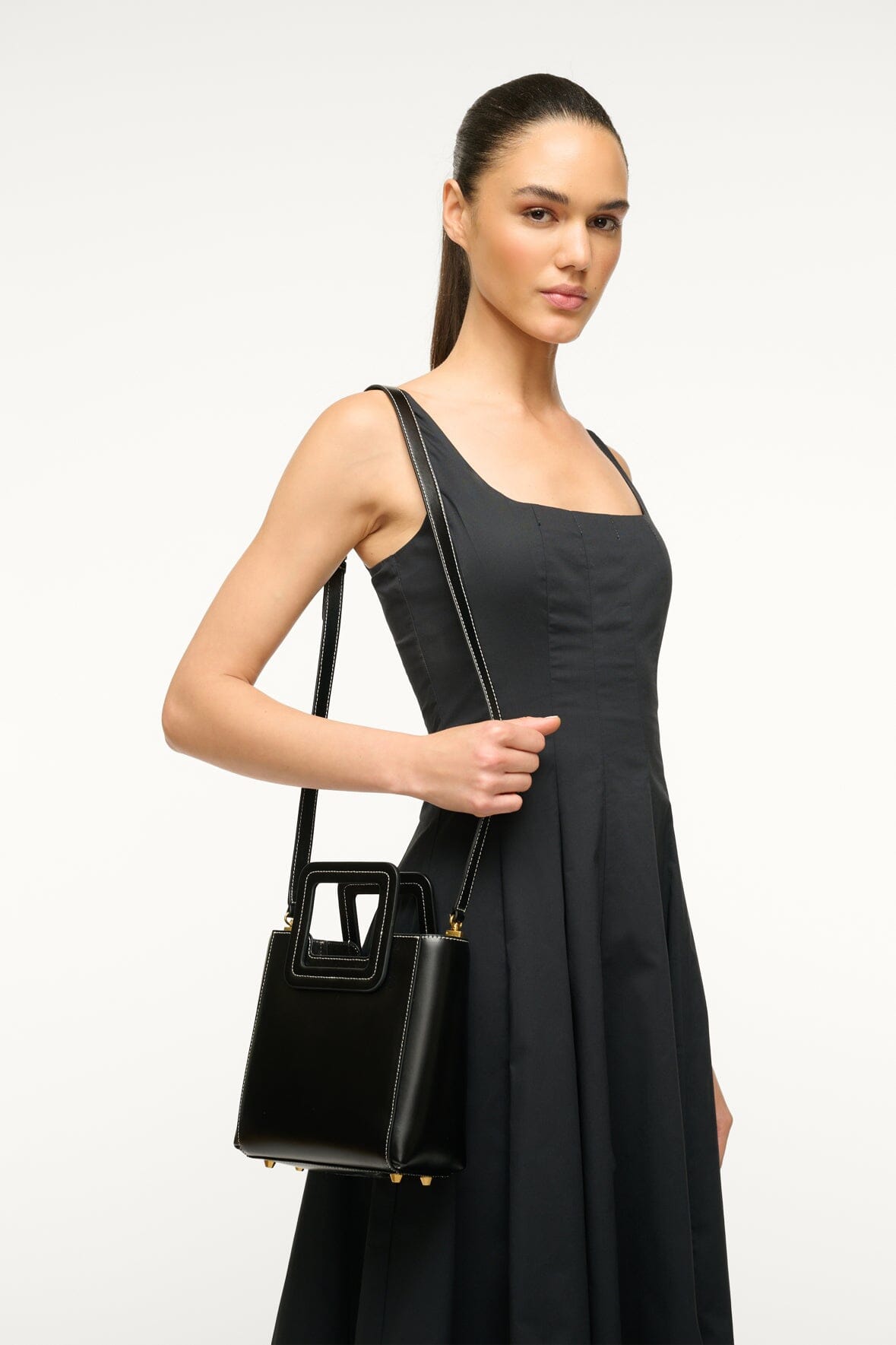 STAUD | Mini Shirley Leather Bag - Black