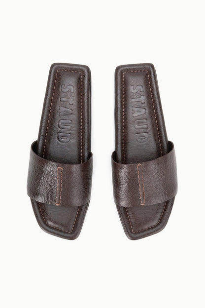 STAUD | Fallon Espresso Brown Leather Platform Sandals - Staud