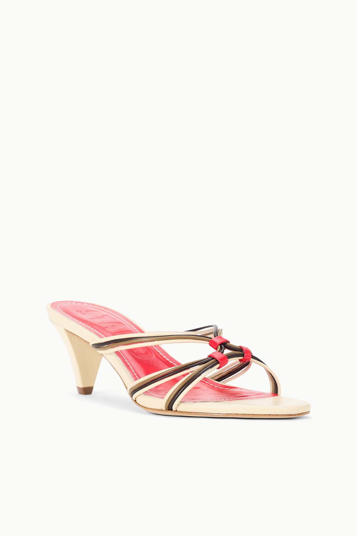 STAUD | Carrie Mule Cream Red Rose
