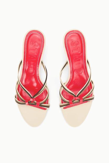 STAUD | Carrie Mule Cream Red Rose