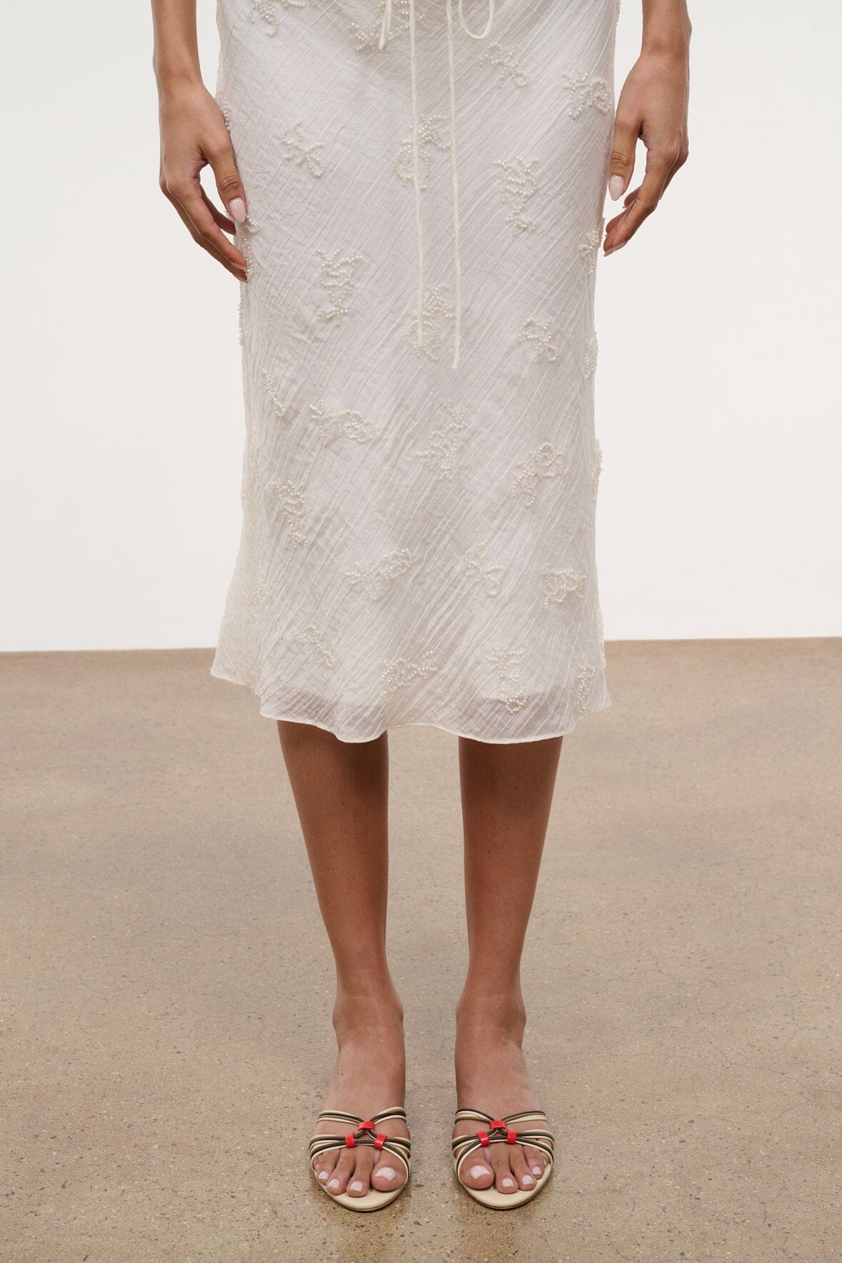 STAUD | Carrie Sandal Cream Red Rose
