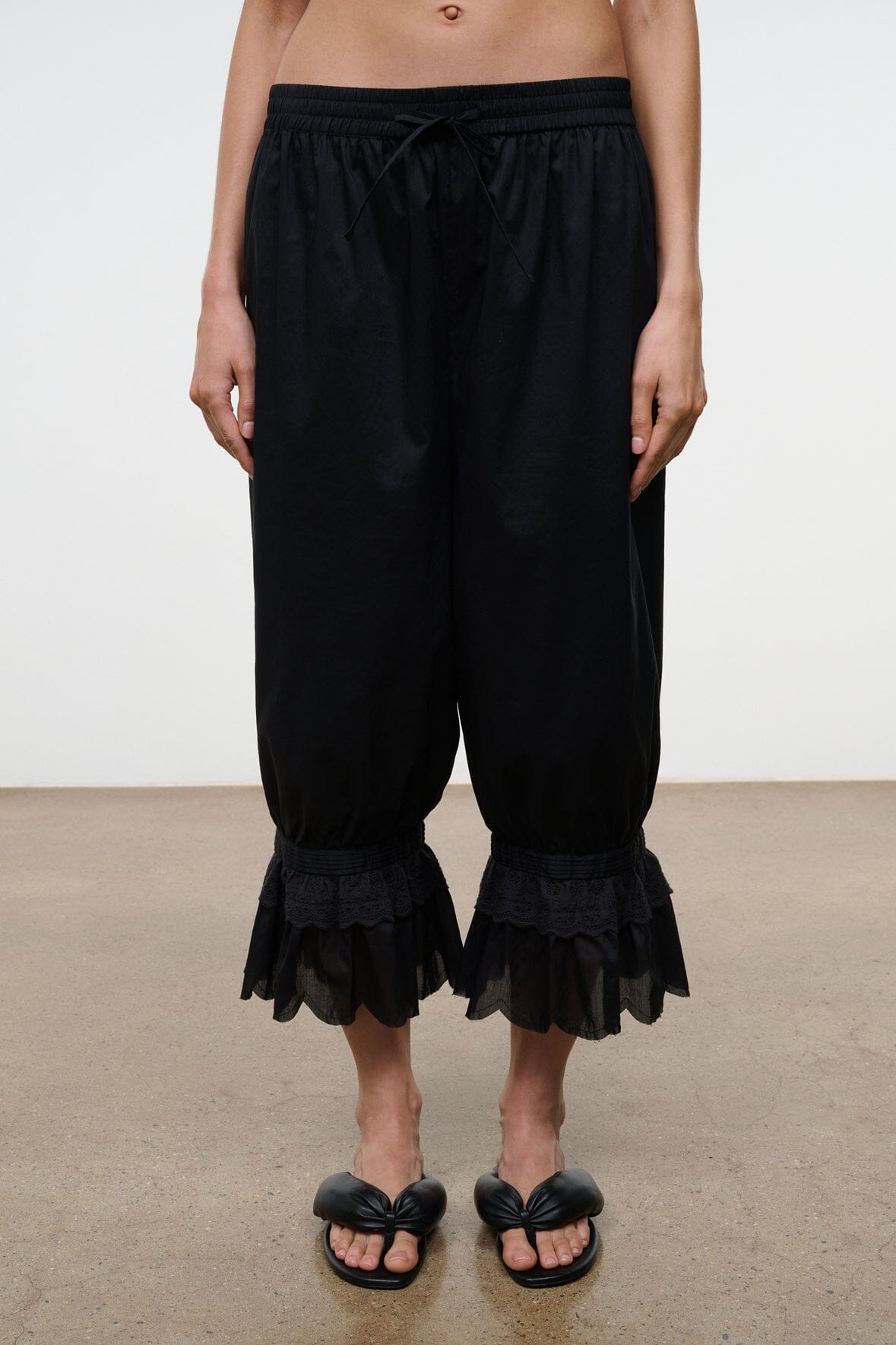 STAUD | Juno Black Puffy Leather Sandals - Staud