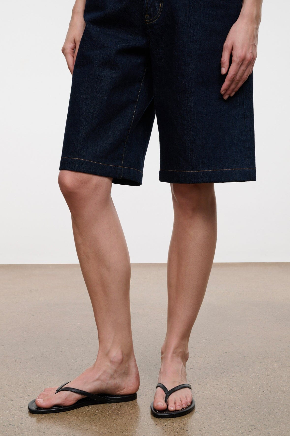 STAUD | Freja Black Sandals - Nappa Leather Flip Flops