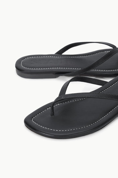STAUD | Freja Black Sandals - Nappa Leather Flip Flops