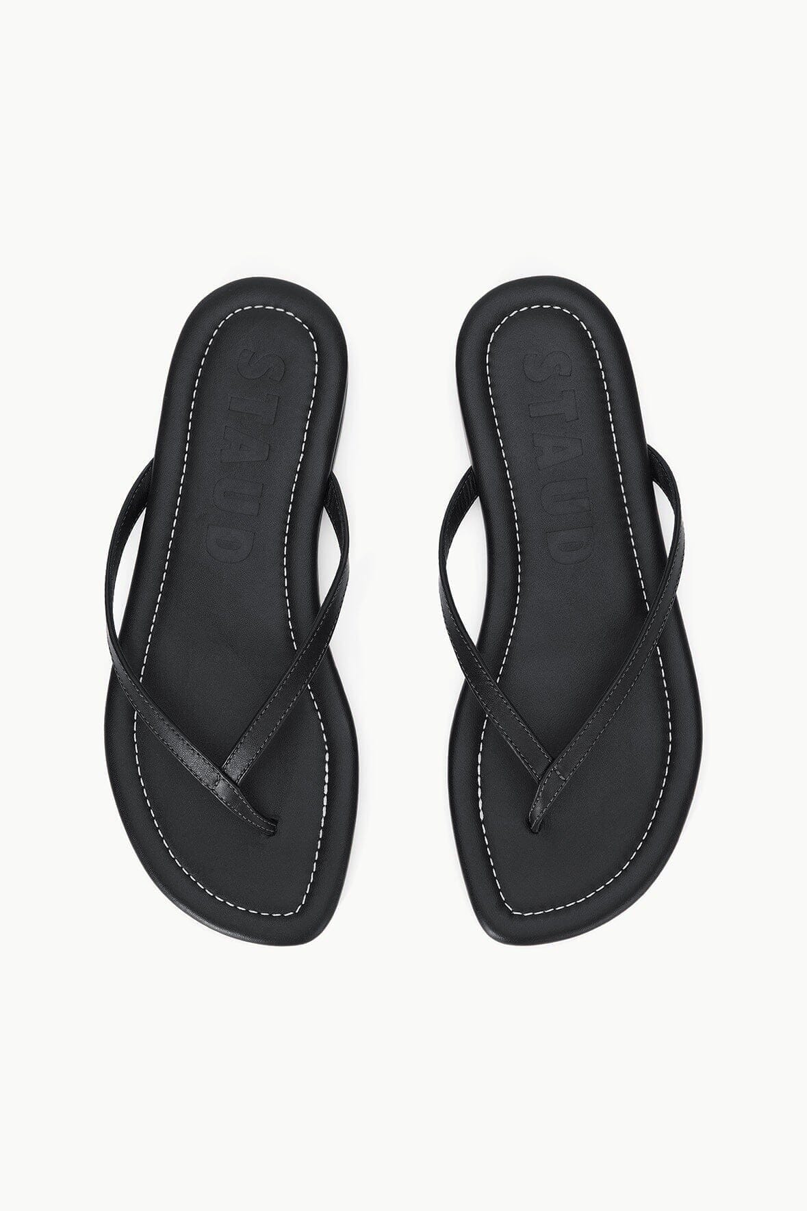 STAUD | Freja Black Sandals - Nappa Leather Flip Flops