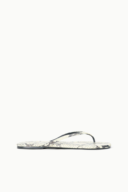 STAUD | Freja Thong Sandals - White Snake Embossed Leather Style