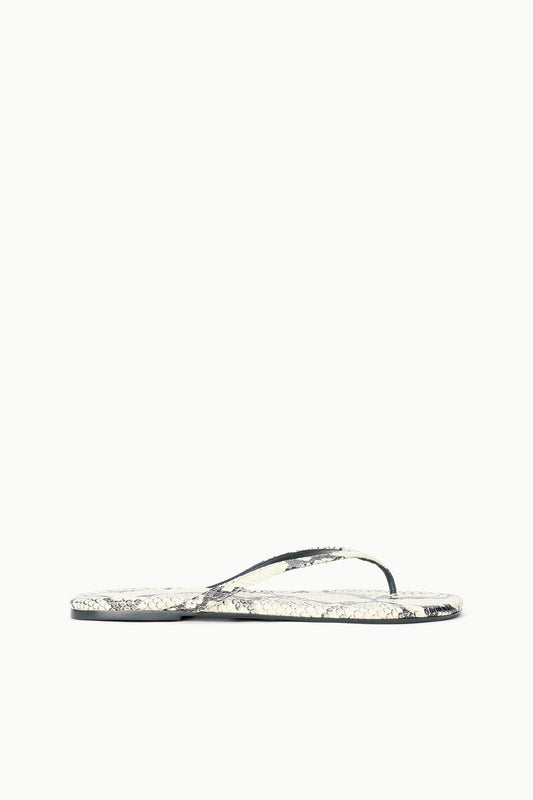 STAUD | Freja Thong Sandals - White Snake Embossed Leather Style