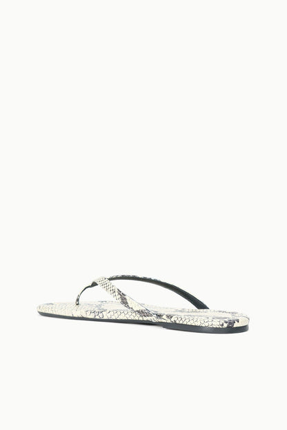 STAUD | Freja Thong Sandals - White Snake Embossed Leather Style