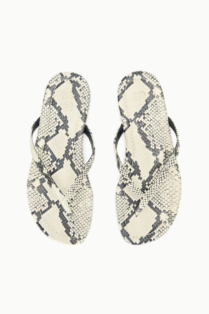 STAUD | Freja Thong Sandals - White Snake Embossed Leather Style
