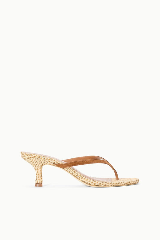 STAUD | Freja Thong Kitten Heel Tabac Natural