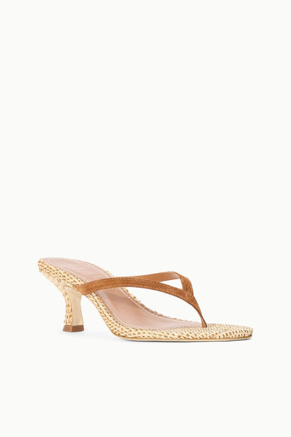 STAUD | Freja Thong Kitten Heel Tabac Natural