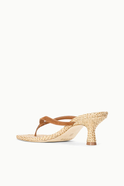 STAUD | Freja Thong Kitten Heel Tabac Natural