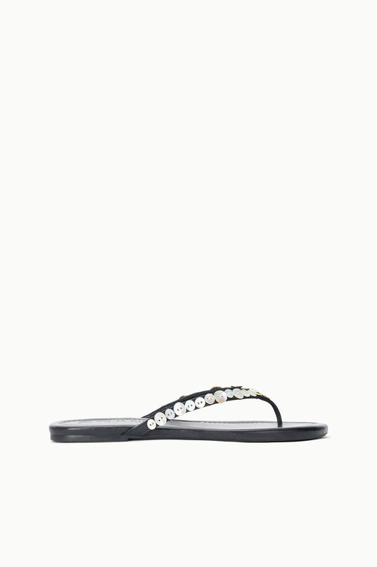 STAUD | Freja Thong Leather Sandal With Mother Of Pearl Buttons