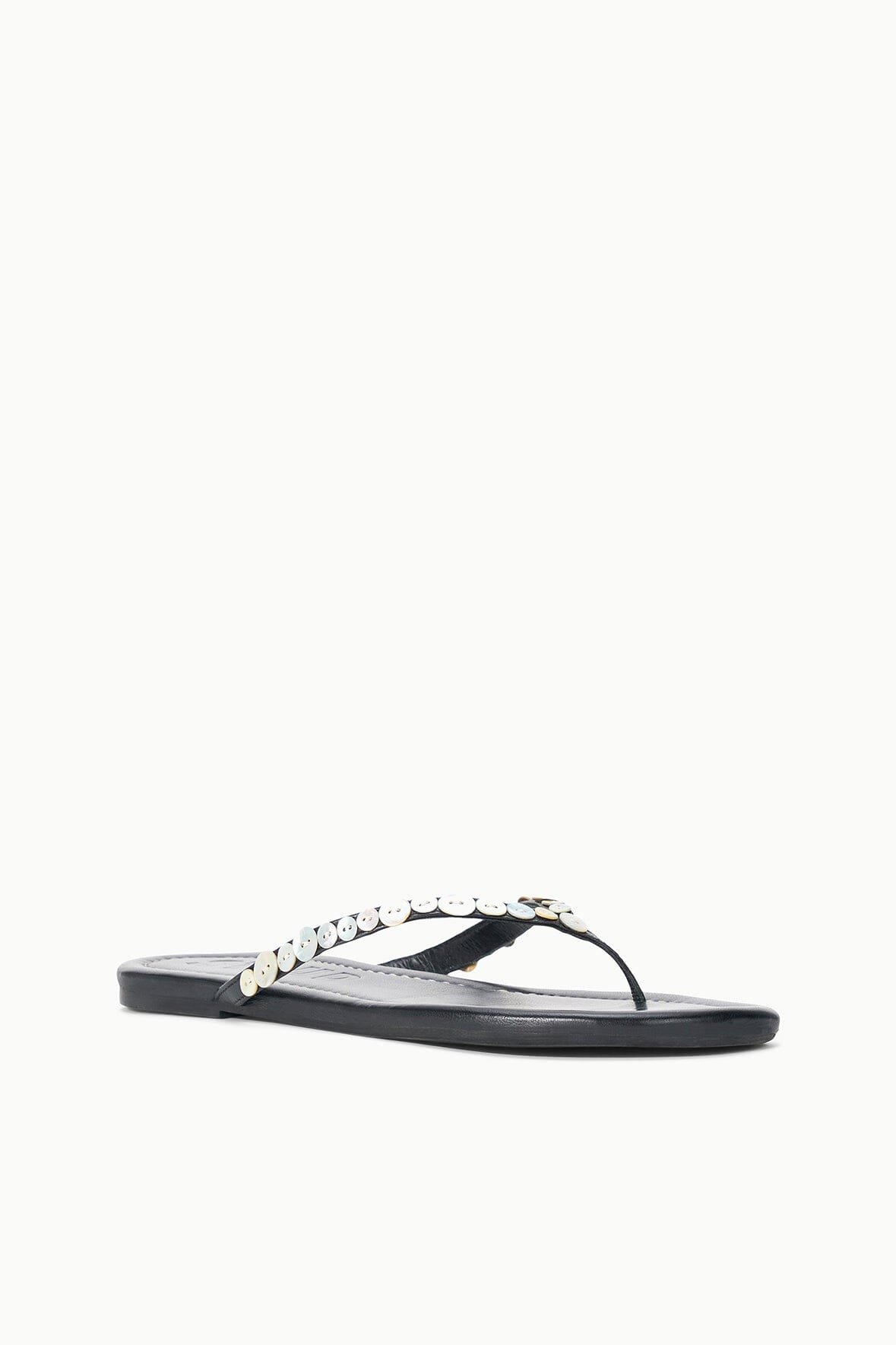 STAUD | Freja Thong Leather Sandal With Mother Of Pearl Buttons
