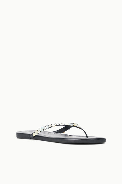 STAUD | Freja Thong Leather Sandal With Mother Of Pearl Buttons