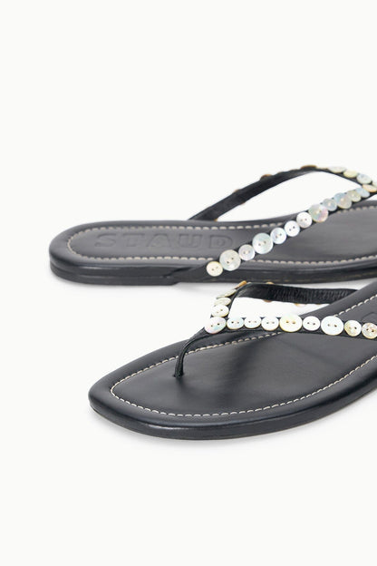 STAUD | Freja Thong Leather Sandal With Mother Of Pearl Buttons