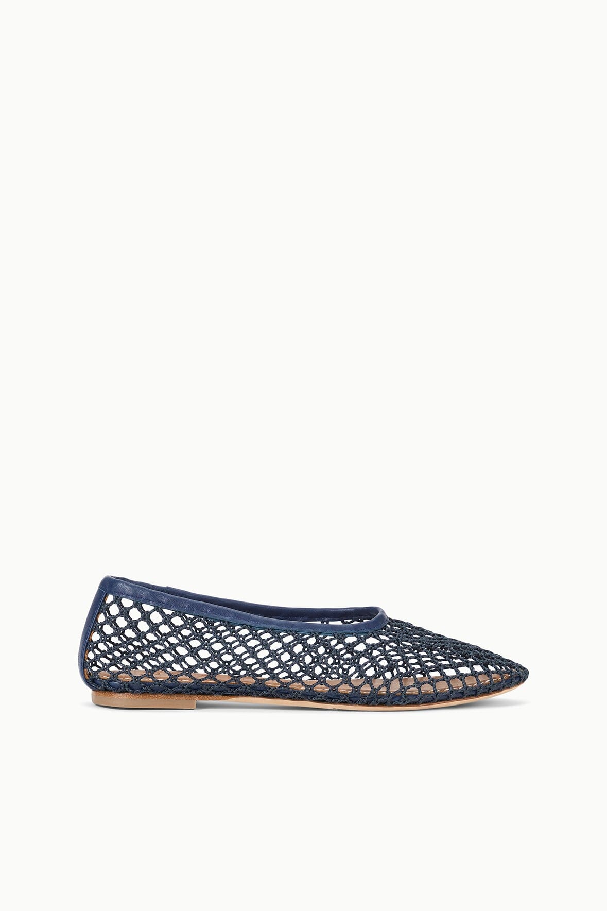 STAUD | Alba Ballet Flat Navy Netting