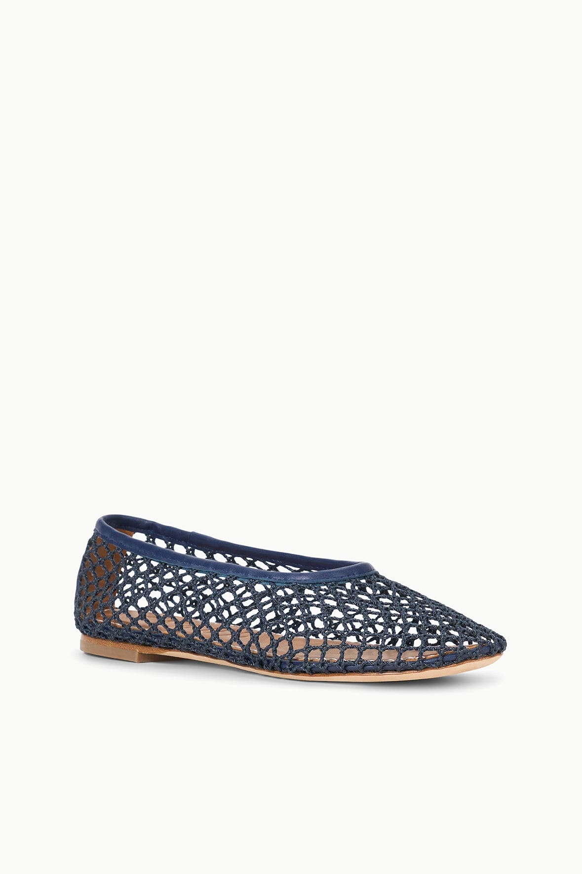 STAUD | Alba Ballet Flat Navy Netting