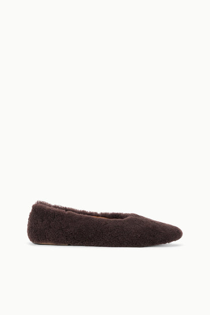 STAUD | Alba Ballet Flat Espresso Shearling