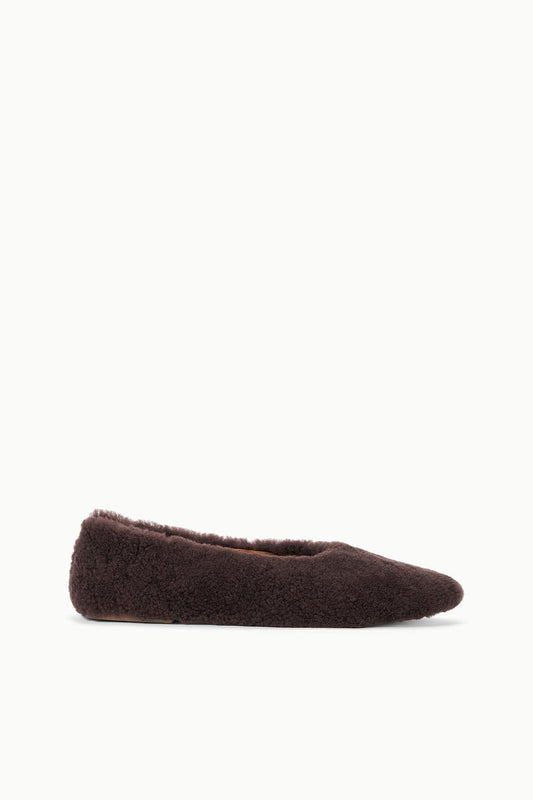 STAUD | Alba Ballet Flat Espresso Shearling