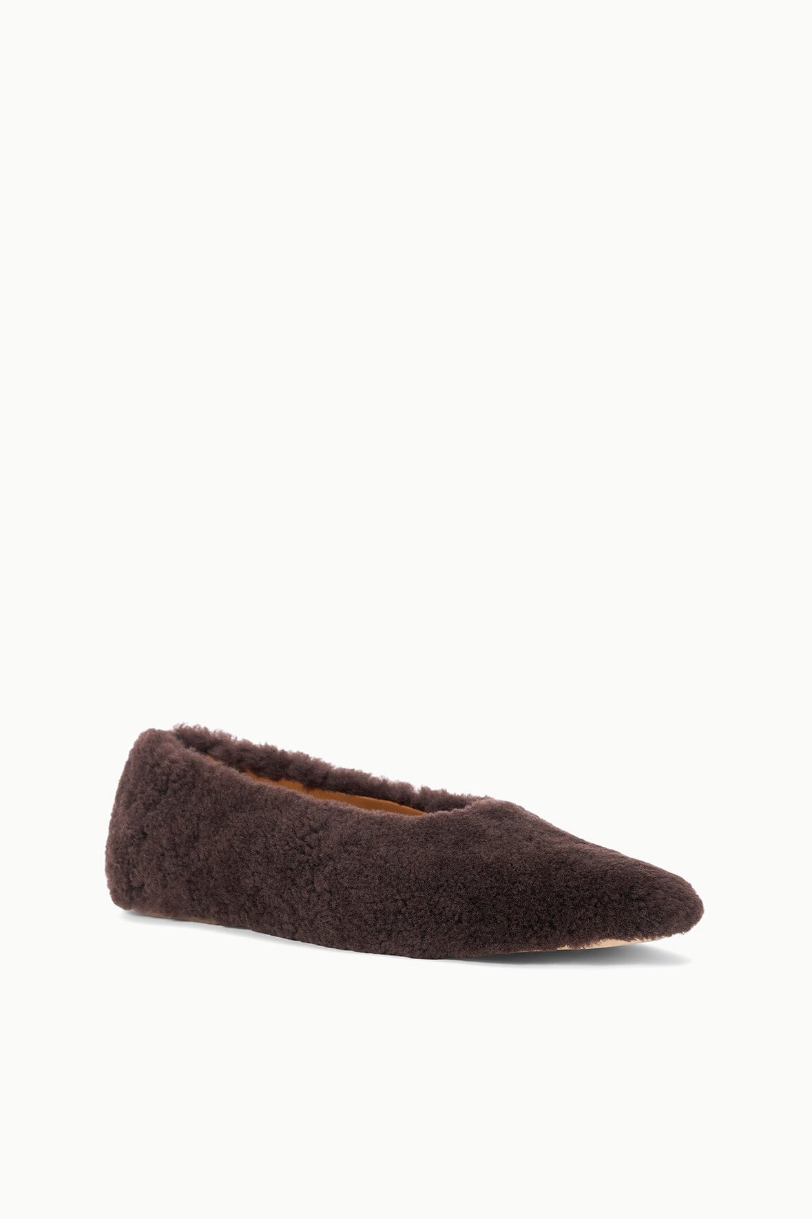 STAUD | Alba Ballet Flat Espresso Shearling