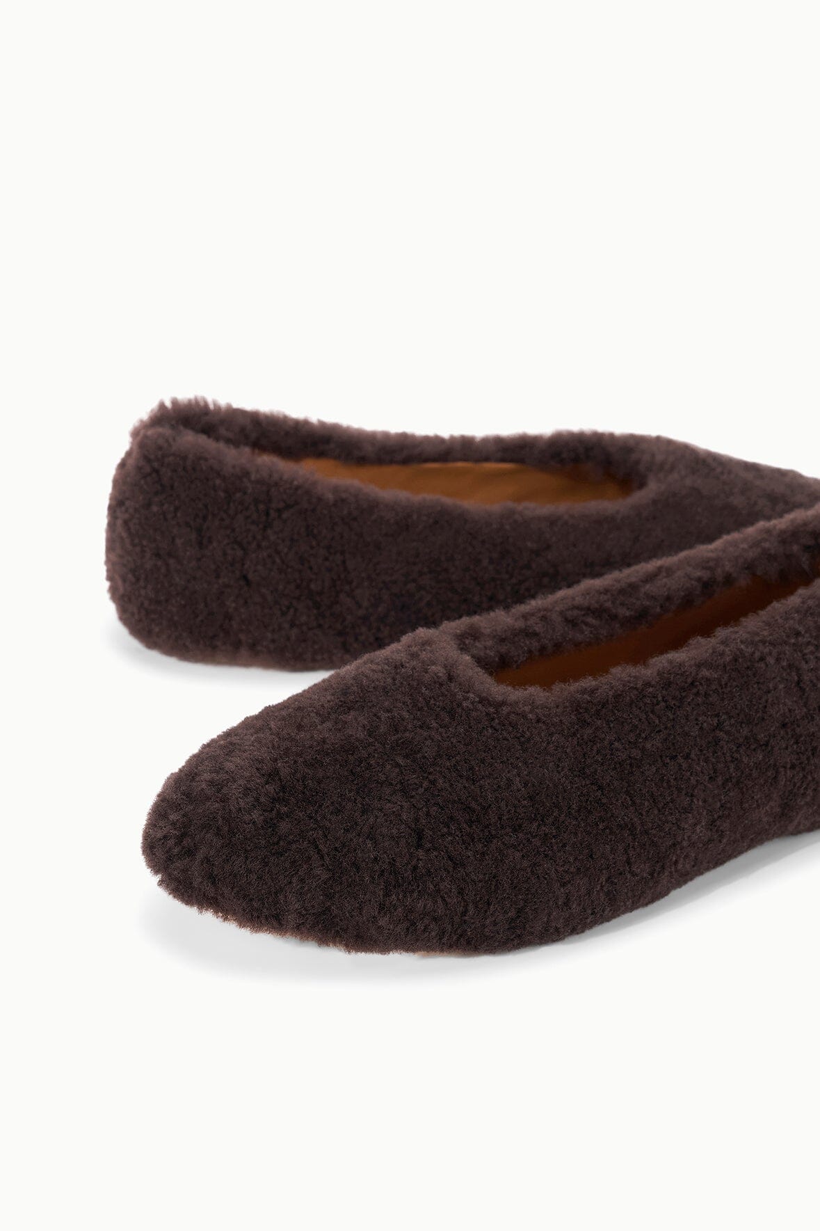 STAUD | Alba Ballet Flat Espresso Shearling