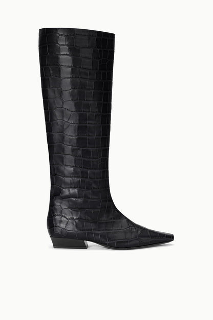 STAUD | Wally Flat Boot Black Croco