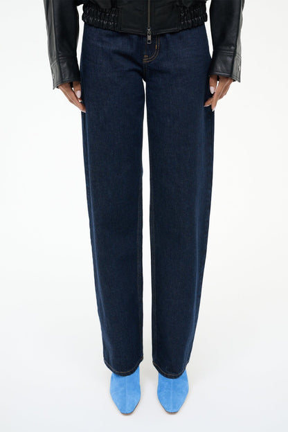 STAUD | Wally Ankle Boot Blue Suede