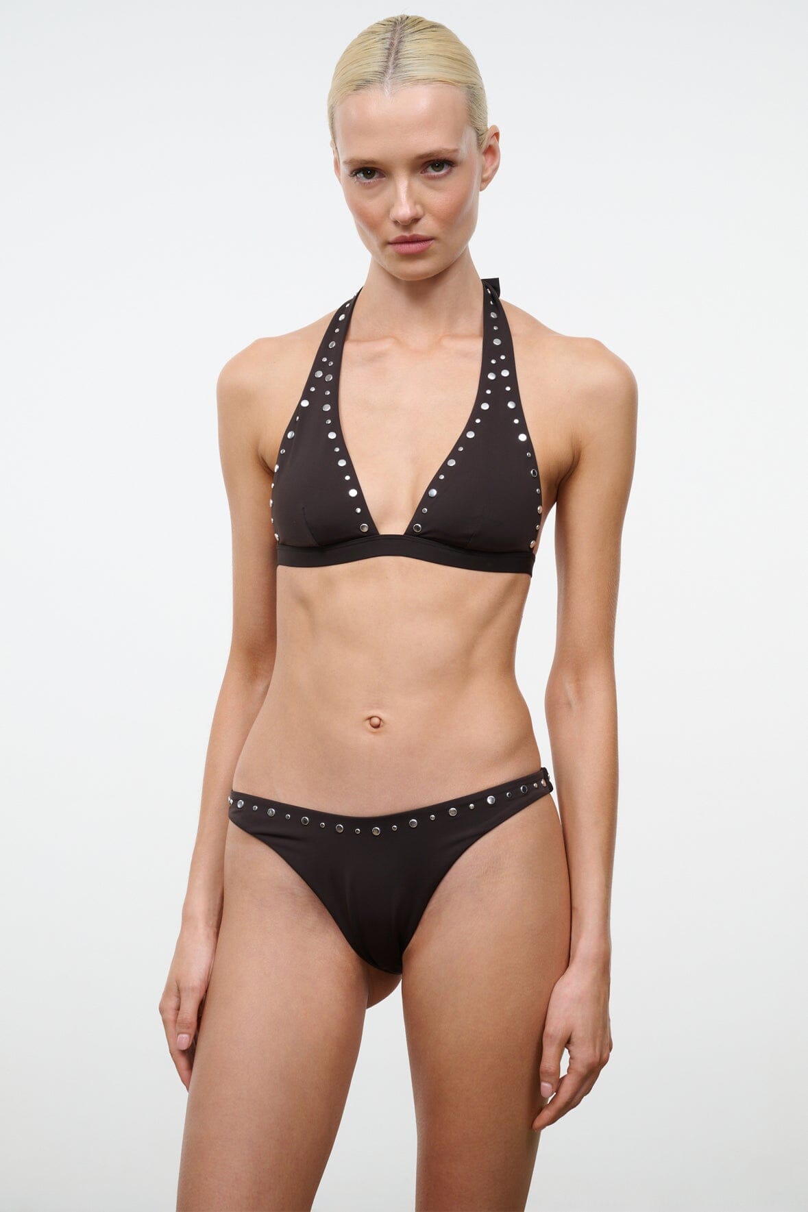 STAUD | Irina Bikini Top Espresso Studs