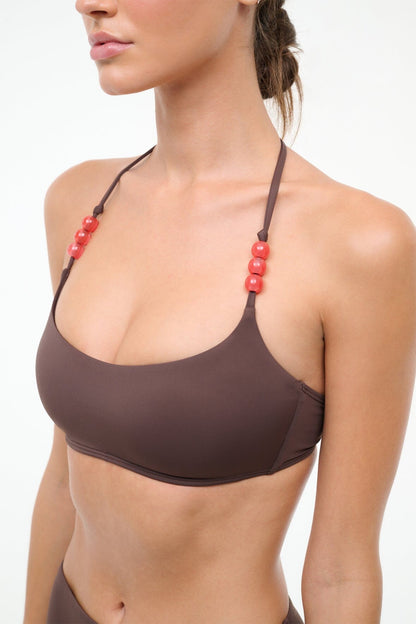 STAUD | Laird Bikini Top Dark Chocolate Flame