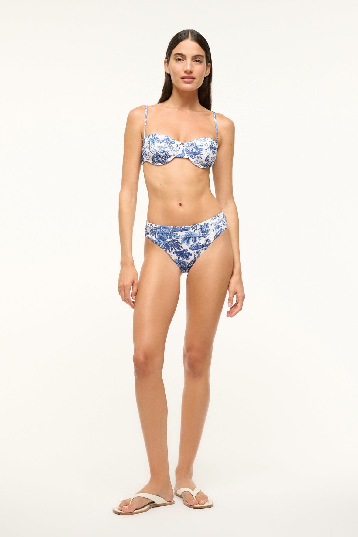 STAUD | Jo Balconette Bikini Top Blue Toile