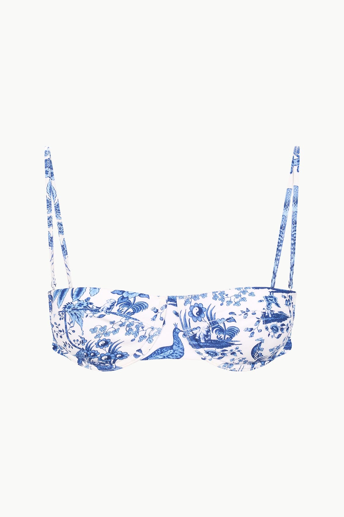 STAUD | Jo Balconette Bikini Top Blue Toile