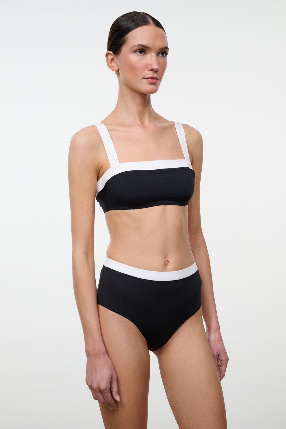 STAUD | Liv Bikini Top Black White