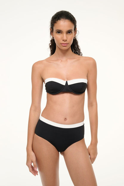STAUD | Jo Balconette Bikini Top Black White