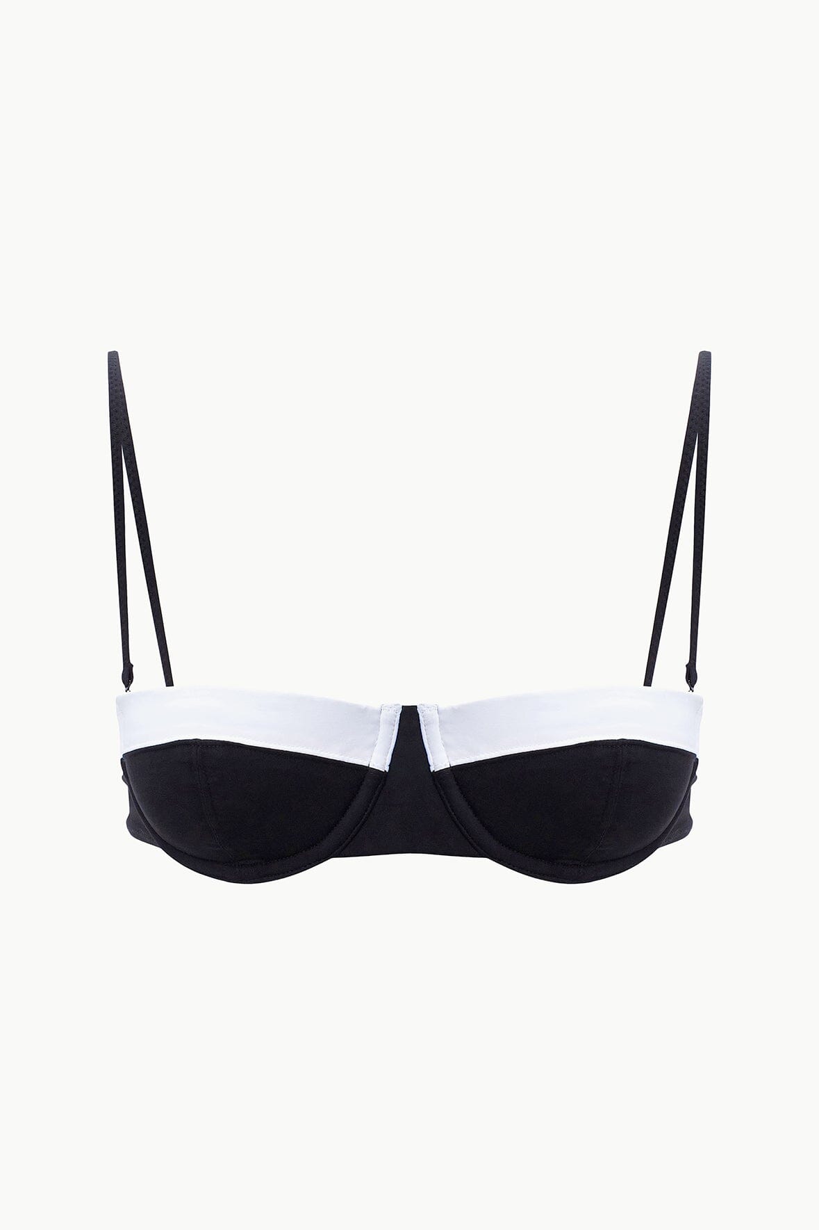 STAUD | Jo Balconette Bikini Top Black White
