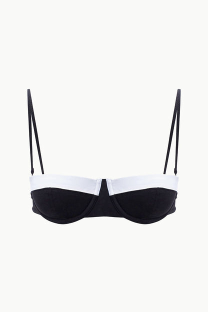STAUD | Jo Balconette Bikini Top Black White
