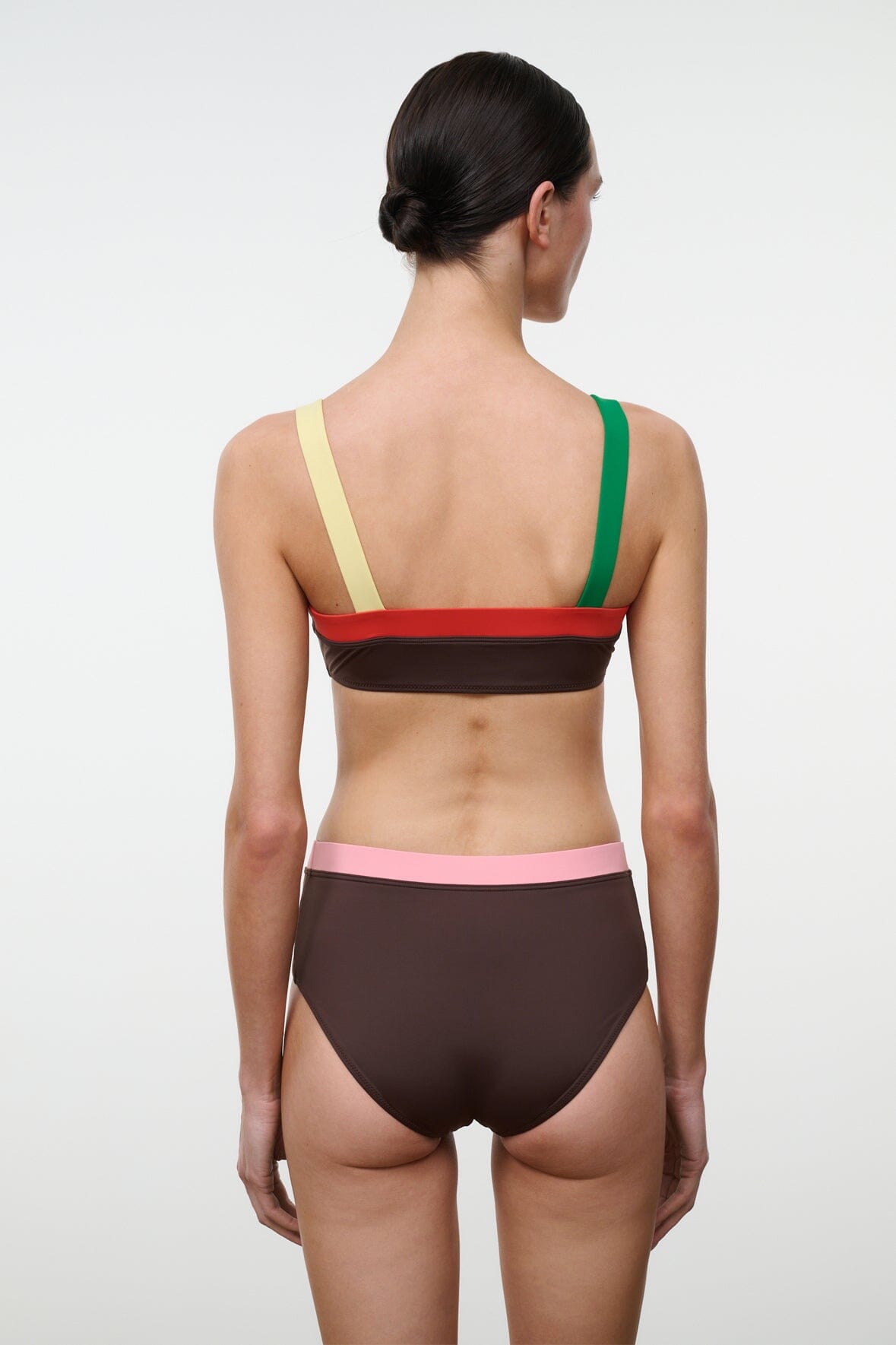 STAUD | Devon High Rise Bikini Bottom Dark Chocolate Multi