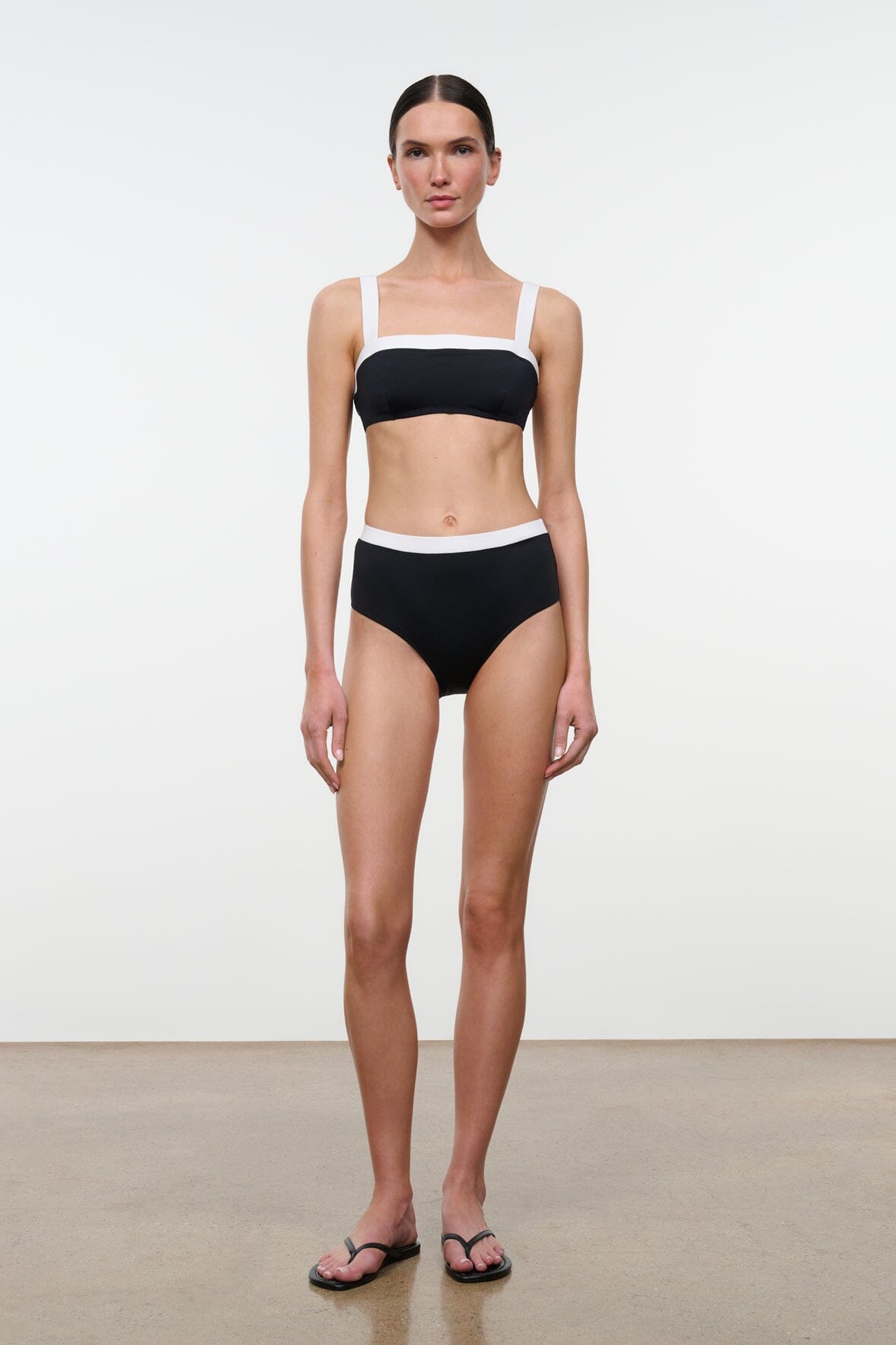 STAUD | Devon High Rise Bikini Bottom Black White