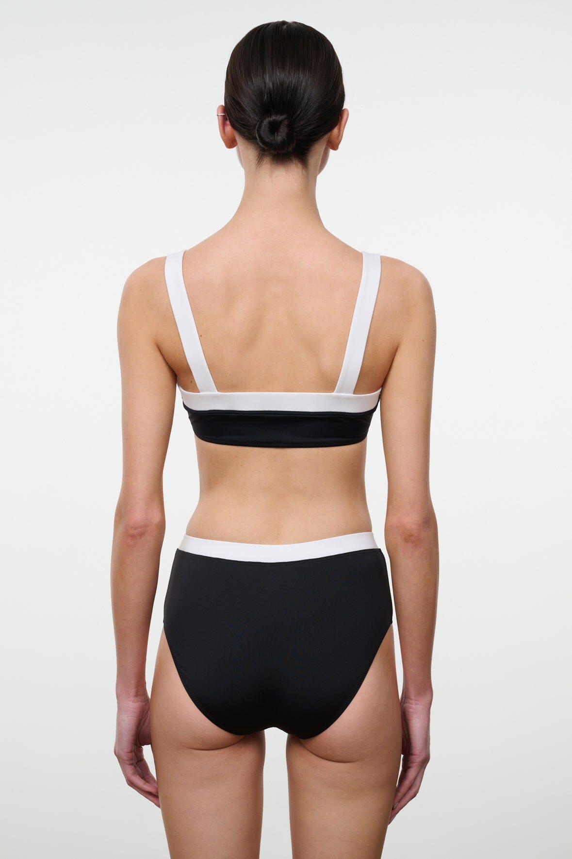 STAUD | Devon High Rise Bikini Bottom Black White