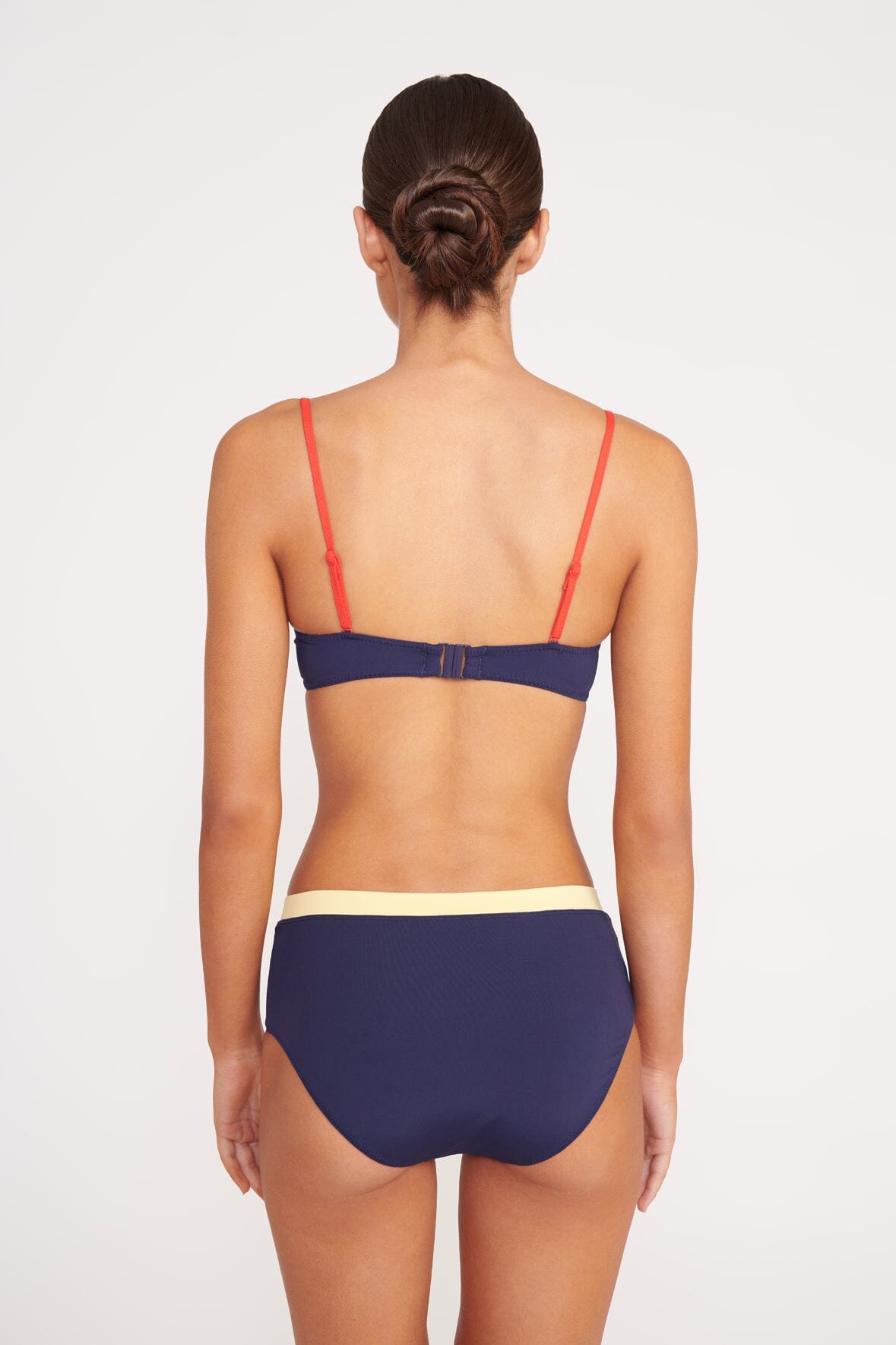 STAUD | Devon High Rise Bikini Bottom Navy Colorblock
