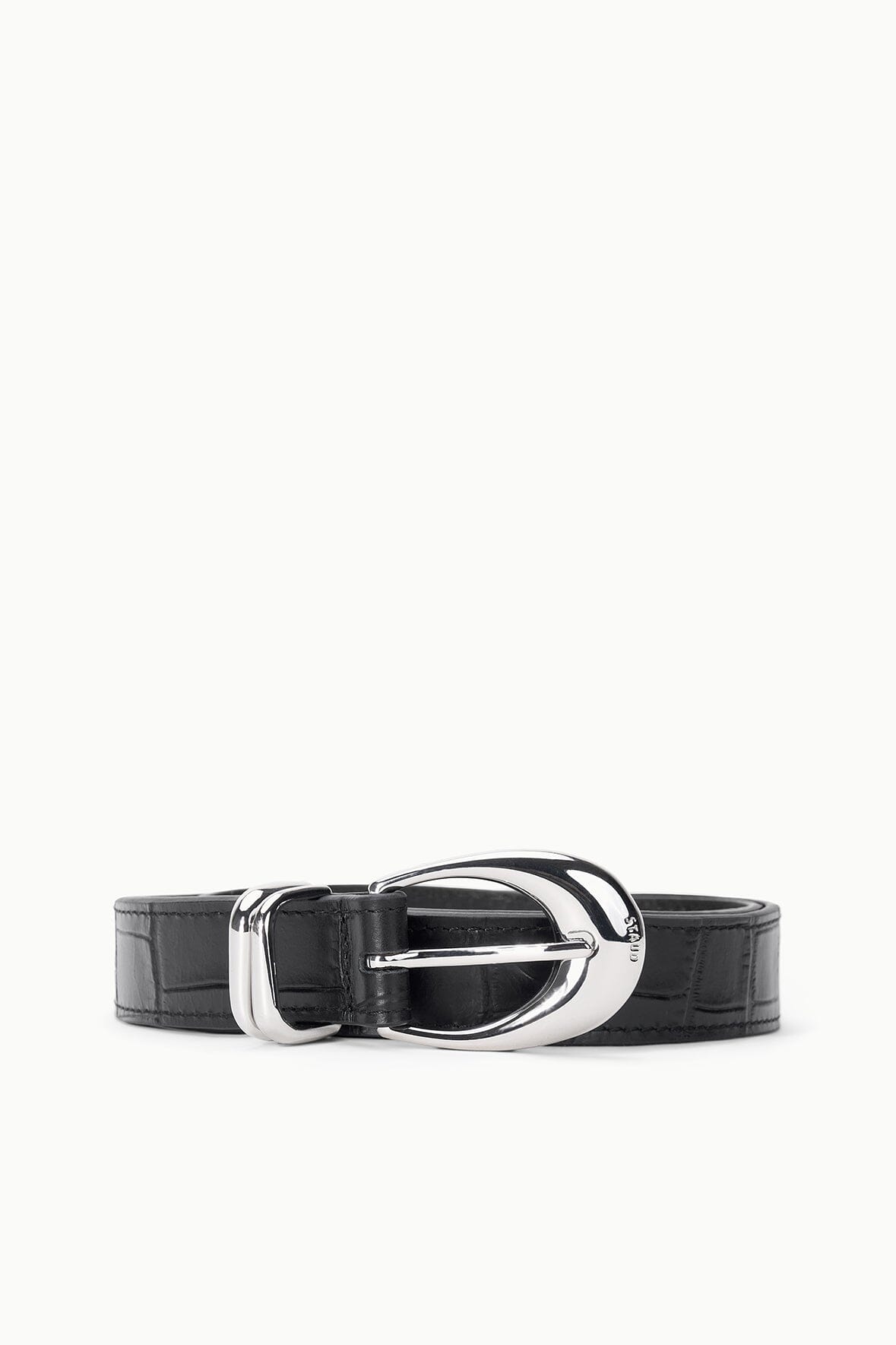 STAUD | Moon Buckle Belt - Black Croco