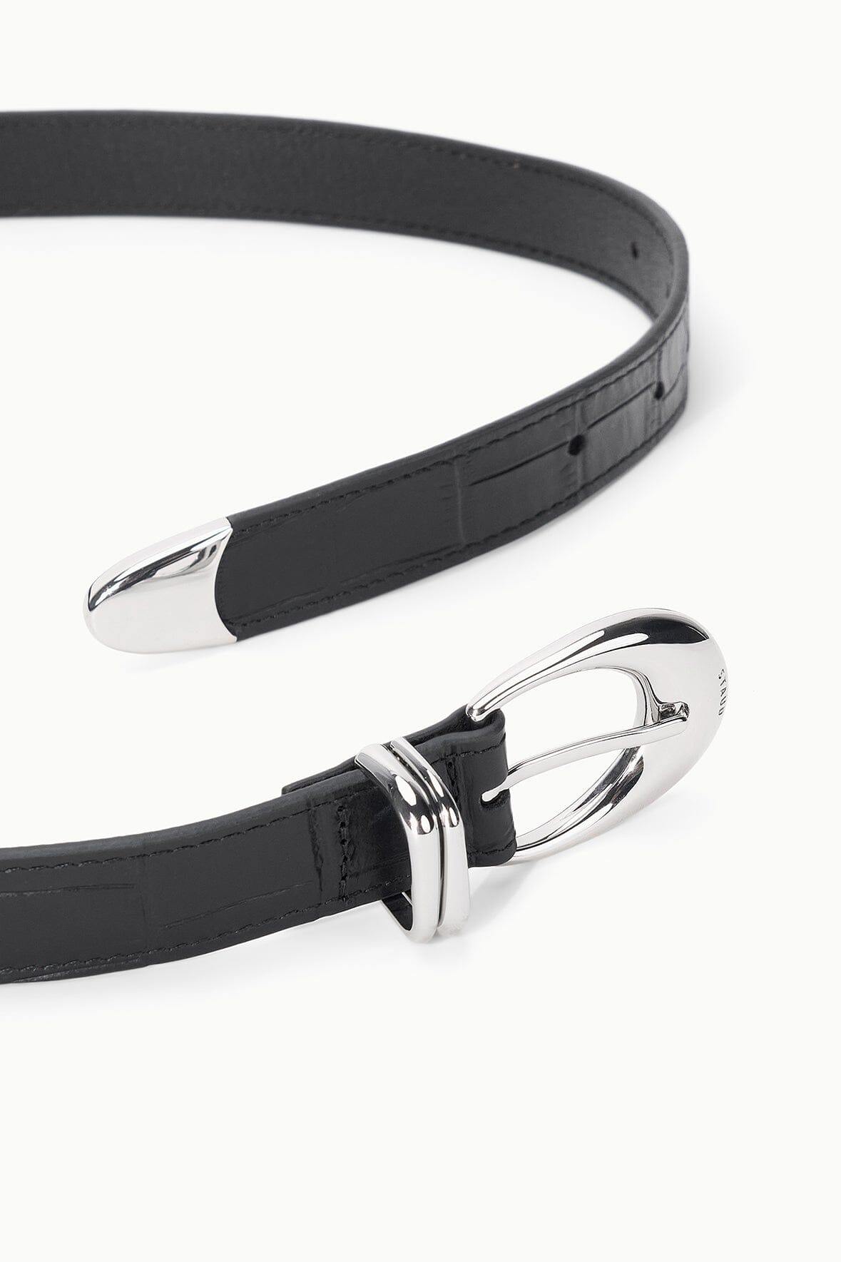 STAUD | Moon Buckle Belt - Black Croco